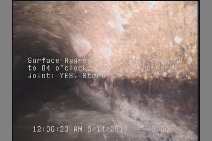 Surface Aggregate Visible, from 08 to 04 o'clock, within 8 inches of joint: YES, Start