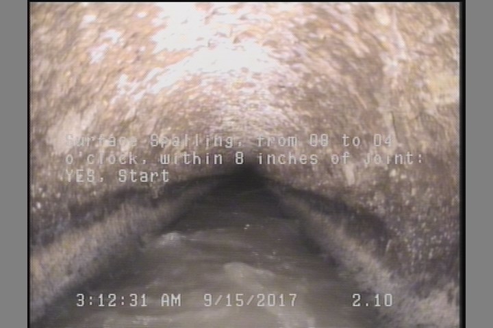 Surface Spalling, from 08 to 04 o'clock, within 8 inches of joint: YES, Start