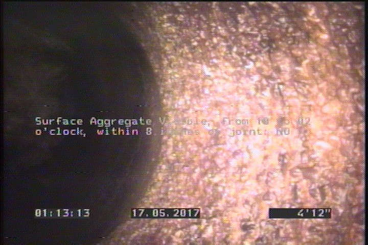 Surface Aggregate Visible, from 10 to 02 o'clock, within 8 inches of joint: NO