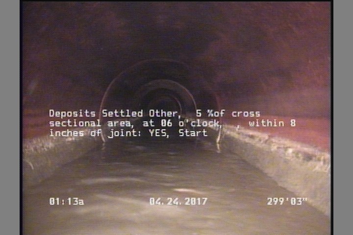 Deposits Settled Other, 5 %of cross sectional area, at 06 o'clock, , within 8 inches of joint: YES, Start