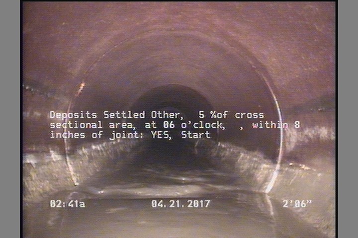 Deposits Settled Other, 5 %of cross sectional area, at 06 o'clock, , within 8 inches of joint: YES, Start