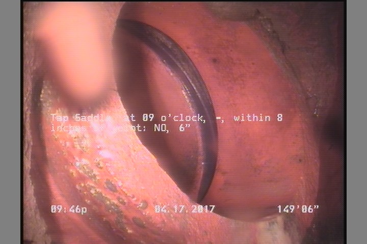 Tap Saddle, at 09 o'clock, -, within 8 inches of joint: NO, 6"