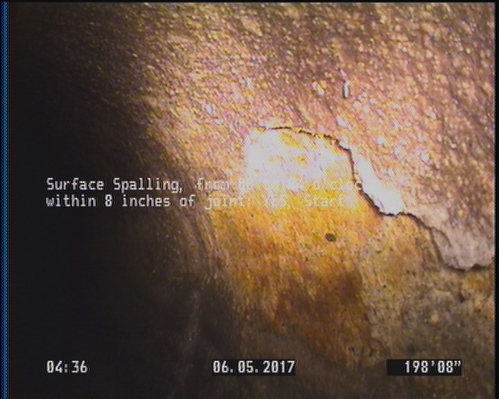 Surface Spalling, from 08 to 04 o'clock, within 8 inches of joint: YES, Start