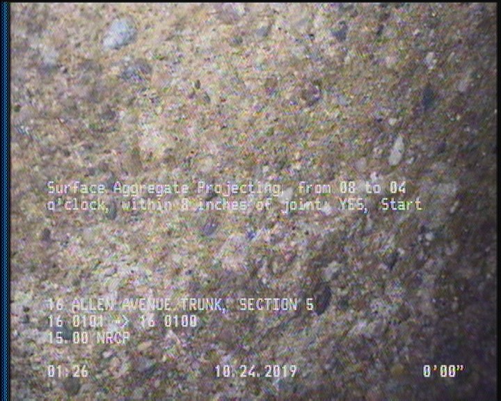 Surface Aggregate Projecting, from 08 to 04 o'clock, within 8 inches of joint: YES, Start