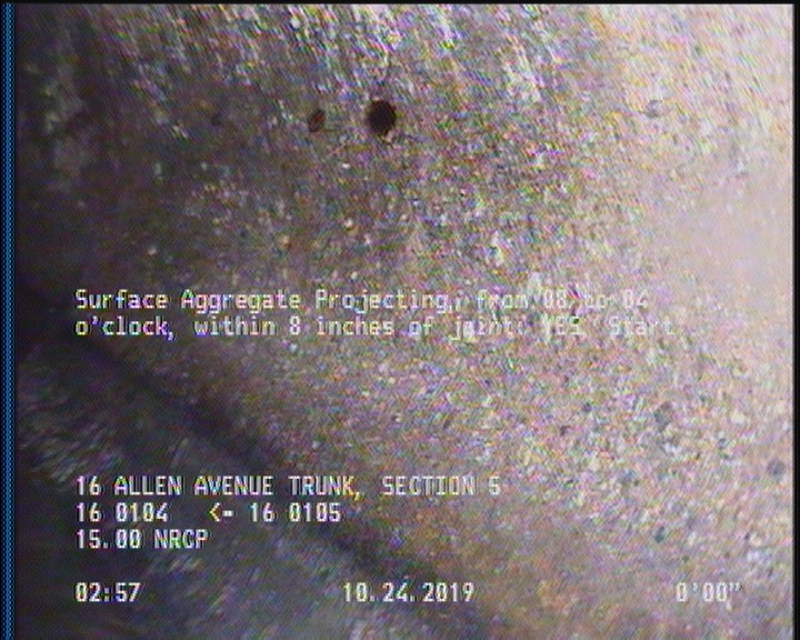 Surface Aggregate Projecting, from 08 to 04 o'clock, within 8 inches of joint: YES, Start