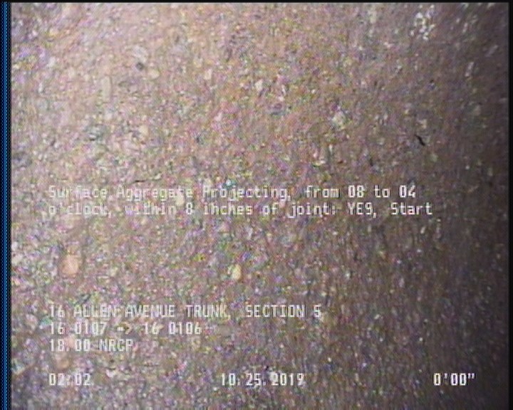 Surface Aggregate Projecting, from 08 to 04 o'clock, within 8 inches of joint: YES, Start