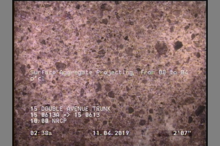 Surface Aggregate Projecting, from 08 to 04 o'clock, within 8 inches of joint: YES, Start