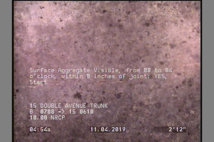 Surface Aggregate Visible, from 08 to 04 o'clock, within 8 inches of joint: YES, Start