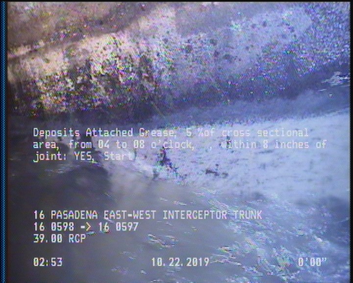 Deposits Attached Grease, 5 %of cross sectional area, from 04 to 08 o'clock, , within 8 inches of joint: YES, Start