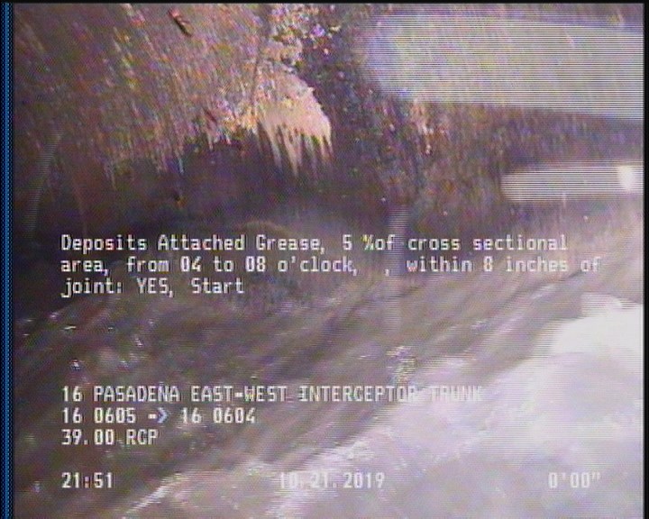 Deposits Attached Grease, 5 %of cross sectional area, from 04 to 08 o'clock, , within 8 inches of joint: YES, Start