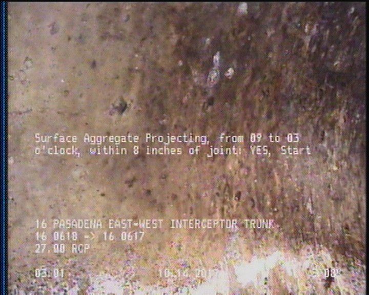 Surface Aggregate Projecting, from 09 to 03 o'clock, within 8 inches of joint: YES, Start