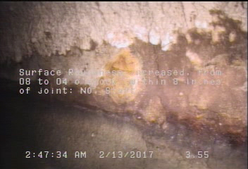 Surface Roughness Increased, from 08 to 04 o'clock, within 8 inches of joint: NO, Start