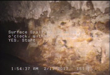 Surface Spalling, from 08 to 04 o'clock, within 8 inches of joint: YES, Start