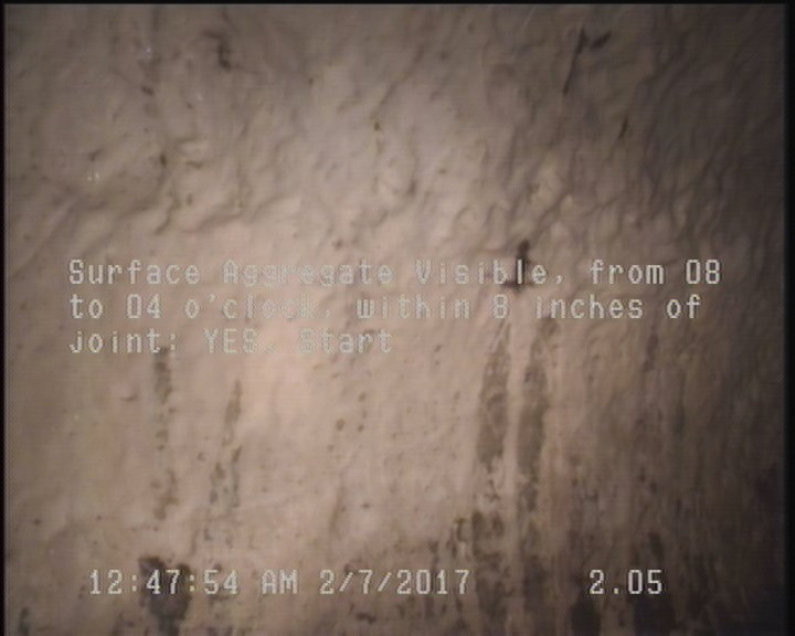 Surface Aggregate Visible, from 08 to 04 o'clock, within 8 inches of joint: YES, Start