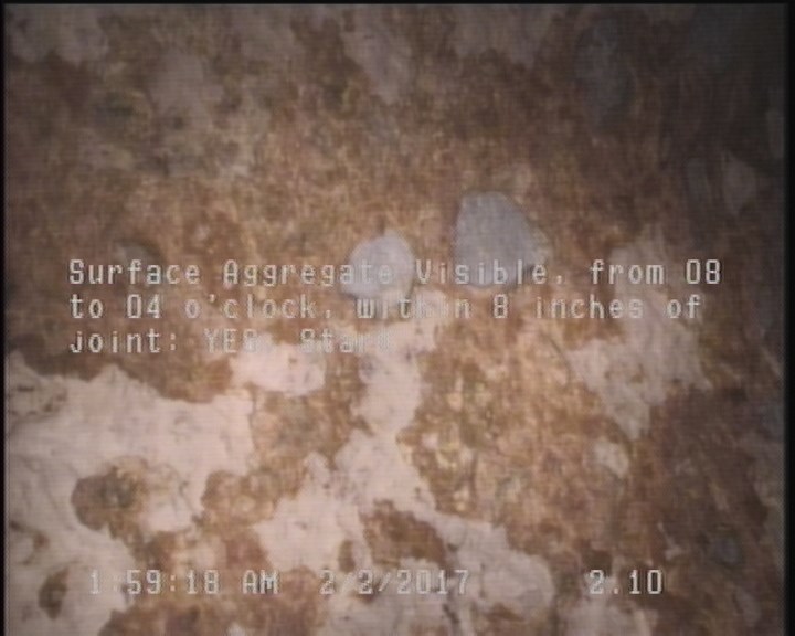 Surface Aggregate Visible, from 08 to 04 o'clock, within 8 inches of joint: YES, Start