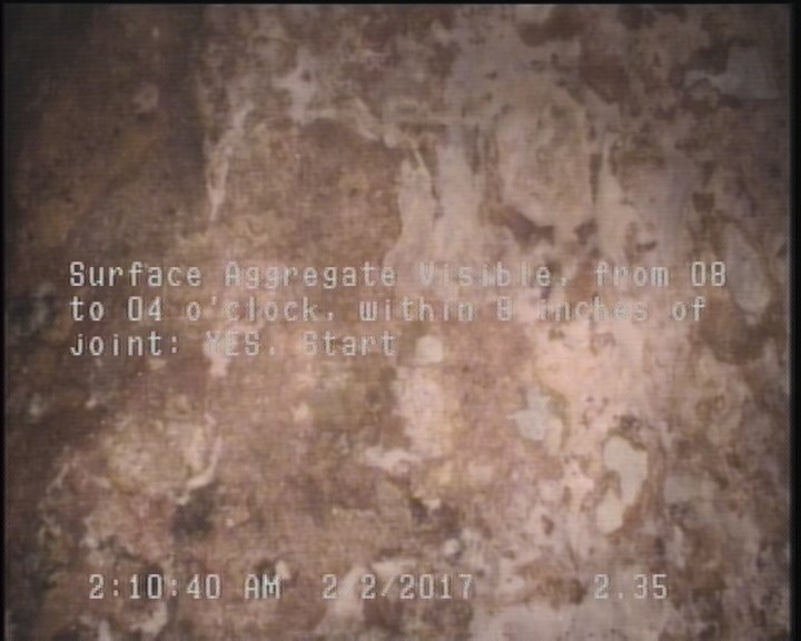 Surface Aggregate Visible, from 08 to 04 o'clock, within 8 inches of joint: YES, Start