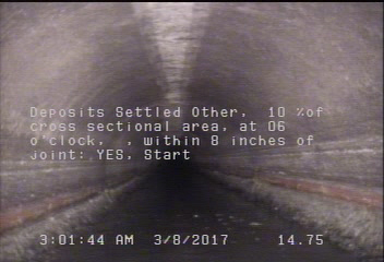 Deposits Settled Other, 10 %of cross sectional area, at 06 o'clock, , within 8 inches of joint: YES, Start