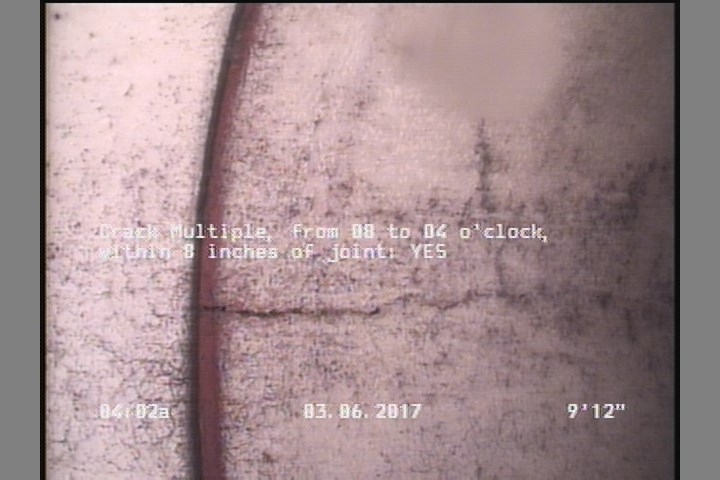 Crack Multiple, from 08 to 04 o'clock, within 8 inches of joint: YES