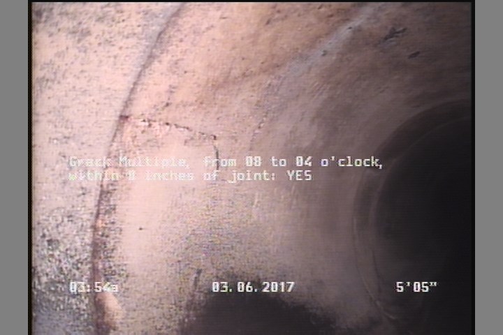 Crack Multiple, from 08 to 04 o'clock, within 8 inches of joint: YES