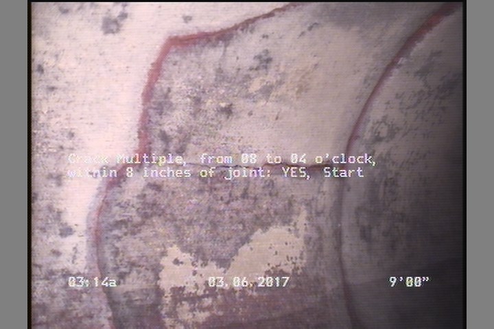 Crack Multiple, from 08 to 04 o'clock, within 8 inches of joint: YES, Start