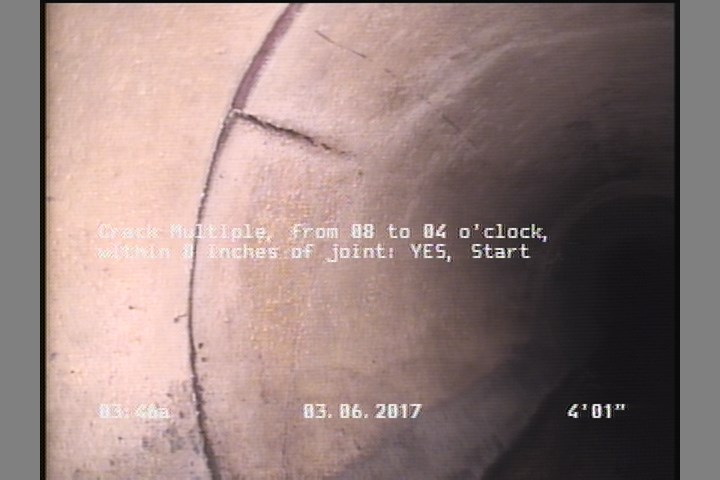Crack Multiple, from 08 to 04 o'clock, within 8 inches of joint: YES, Start