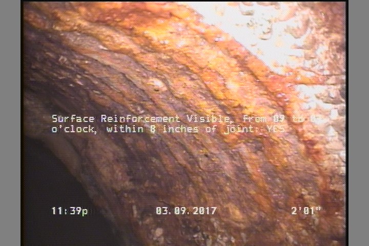 Surface Reinforcement Visible, from 09 to 03 o'clock, within 8 inches of joint: YES