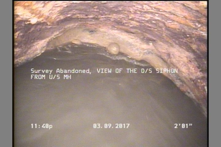 Survey Abandoned - VIEW OF THE D/S SIPHON FROM U/S MH