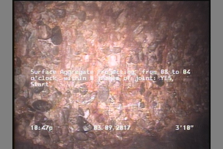 Surface Aggregate Projecting, from 08 to 04 o'clock, within 8 inches of joint: YES, Start