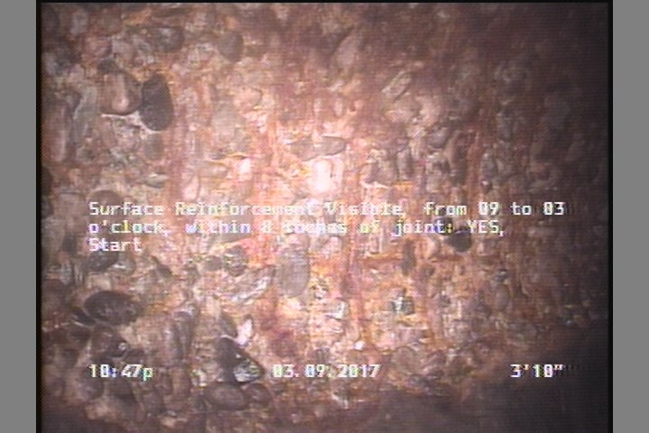 Surface Reinforcement Visible, from 09 to 03 o'clock, within 8 inches of joint: YES, Start
