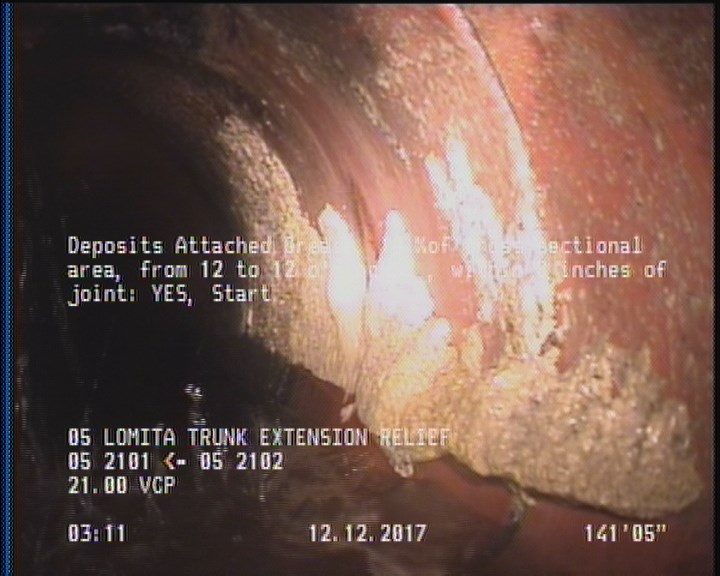 Deposits Attached Grease, 10 %of cross sectional area, from 12 to 12 o'clock, , within 8 inches of joint: YES, Start