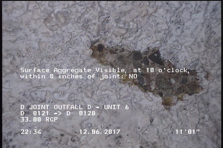 Surface Aggregate Visible, at 10 o'clock, within 8 inches of joint: NO