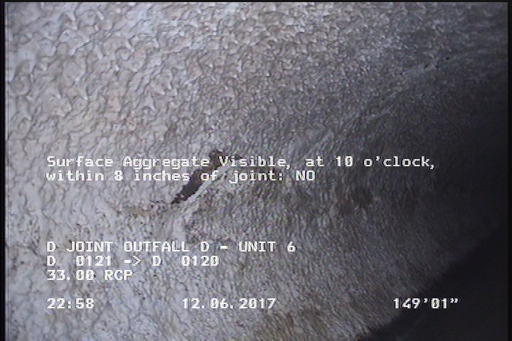 Surface Aggregate Visible, at 10 o'clock, within 8 inches of joint: NO
