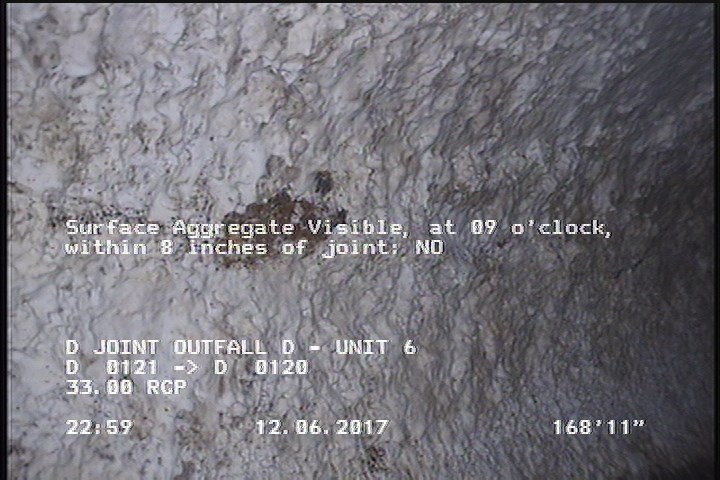 Surface Aggregate Visible, at 09 o'clock, within 8 inches of joint: NO