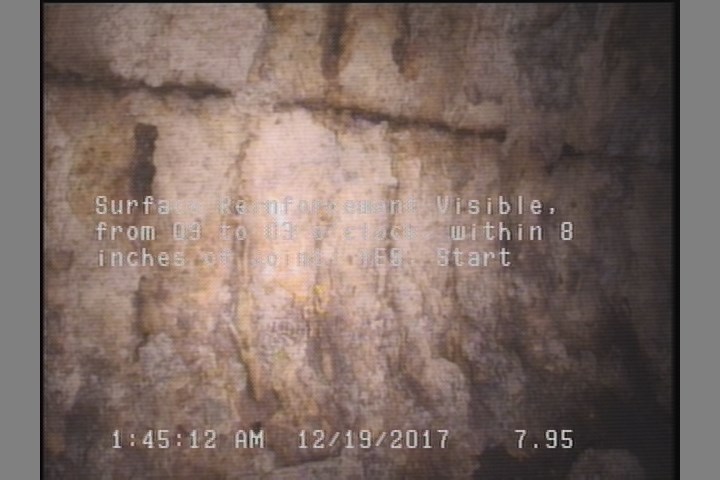 Surface Reinforcement Visible, from 09 to 03 o'clock, within 8 inches of joint: YES, Start