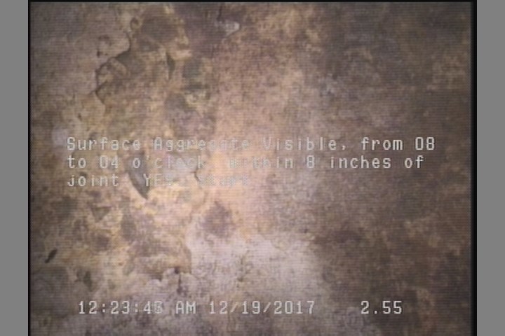 Surface Aggregate Projecting, from 08 to 04 o'clock, within 8 inches of joint: YES, Start