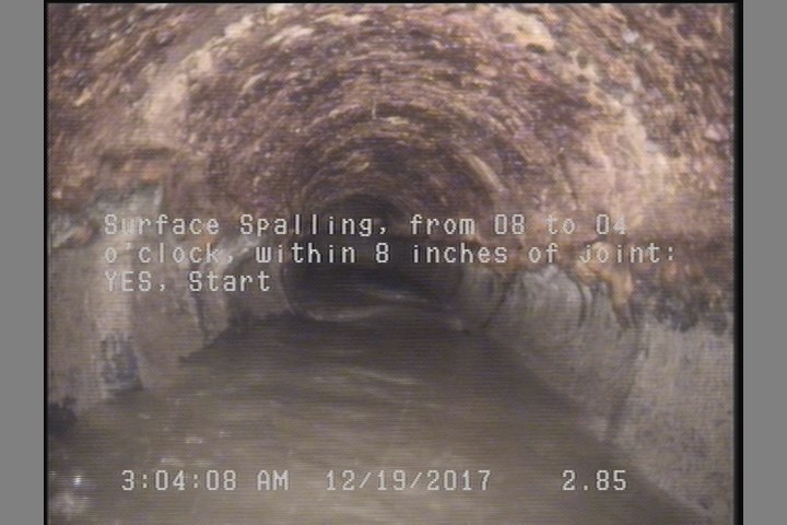 Surface Spalling, from 08 to 04 o'clock, within 8 inches of joint: YES, Start