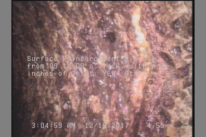 Surface Reinforcement Visible, from 09 to 03 o'clock, within 8 inches of joint: YES, Start
