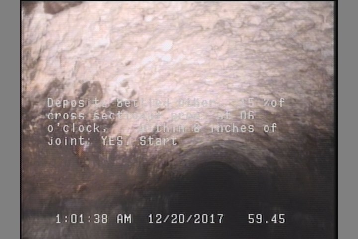 Deposits Settled Other, 15 %of cross sectional area, at 06 o'clock, , within 8 inches of joint: YES, Start