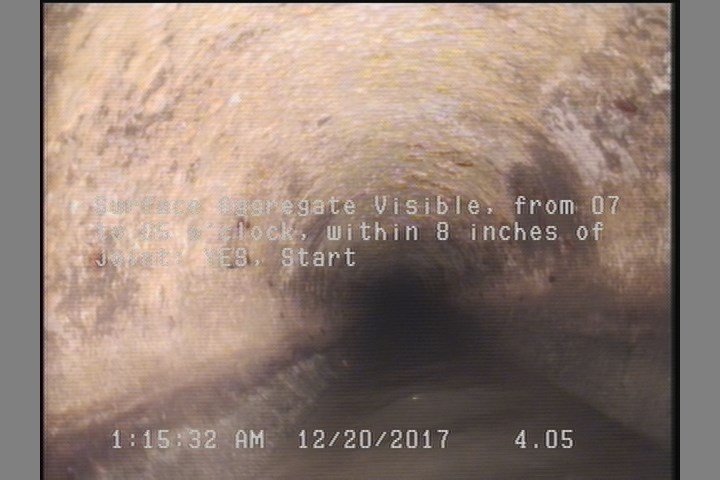 Surface Aggregate Visible, from 07 to 05 o'clock, within 8 inches of joint: YES, Start