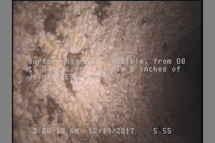 Surface Aggregate Visible, from 08 to 04 o'clock, within 8 inches of joint: YES, Start