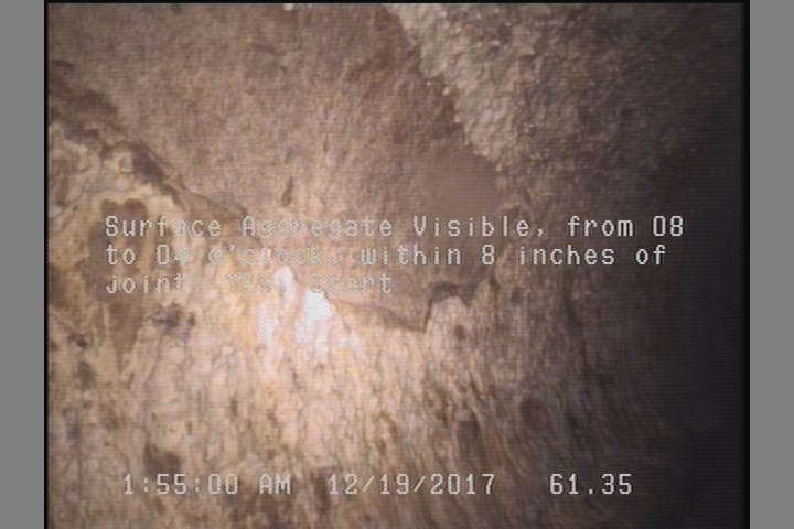 Surface Aggregate Visible, from 08 to 04 o'clock, within 8 inches of joint: YES, Start