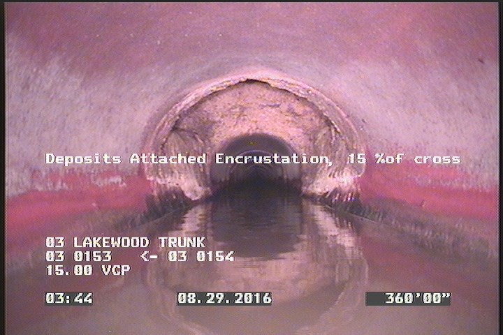 Deposits Attached Encrustation, 15 %of cross sectional area, from 09 to 03 o'clock, , within 8 inches of joint: YES, Finish