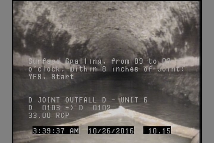 Surface Spalling, from 09 to 03 o'clock, within 8 inches of joint: YES, Start