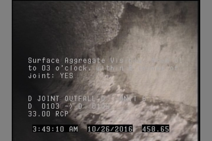 Surface Aggregate Visible, from 01 to 03 o'clock, within 8 inches of joint: YES