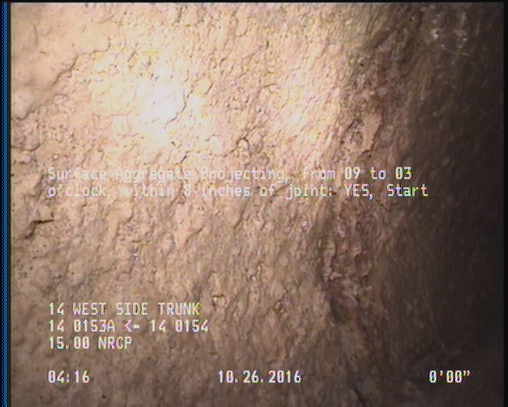 Surface Aggregate Projecting, from 09 to 03 o'clock, within 8 inches of joint: YES, Start