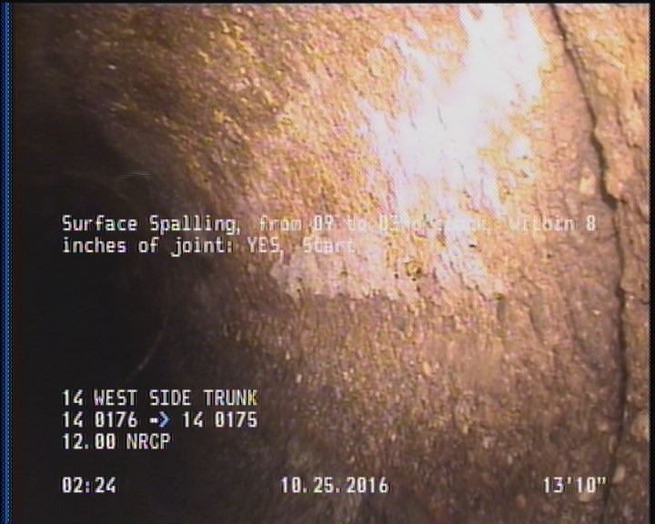 Surface Spalling, from 09 to 03 o'clock, within 8 inches of joint: YES, Start