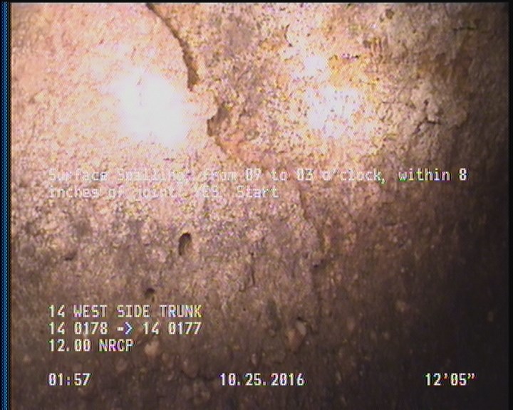 Surface Spalling, from 09 to 03 o'clock, within 8 inches of joint: YES, Start