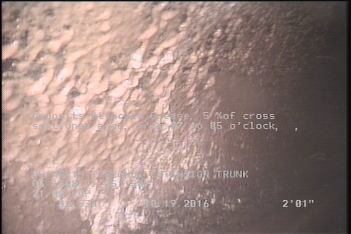 Deposits Attached Grease, 5 %of cross sectional area, from 07 to 05 o'clock, , within 8 inches of joint: YES, Start