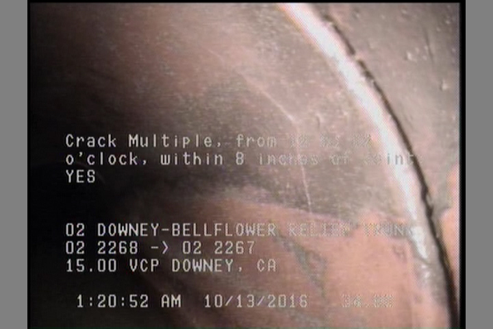 Crack Multiple, from 12 to 02 o'clock, within 8 inches of joint: YES