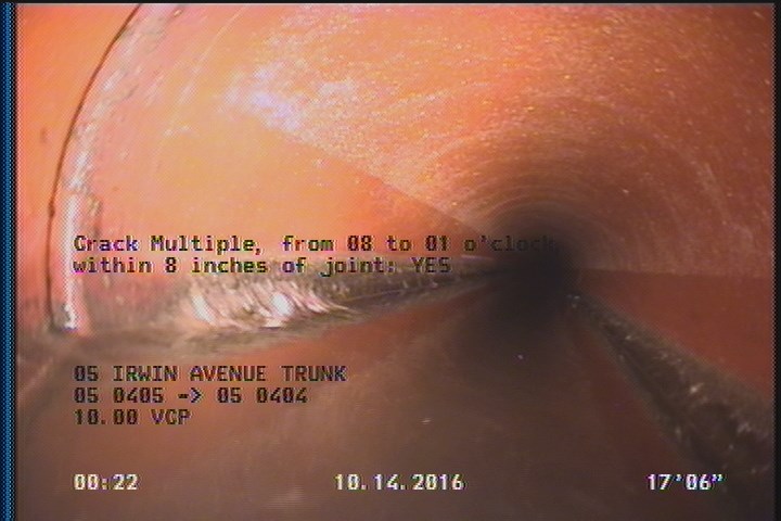 Crack Multiple, from 08 to 01 o'clock, within 8 inches of joint: YES